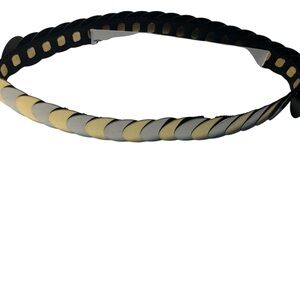 Mirrored metal disc scale belt gold silver elastic 26-28” EUC